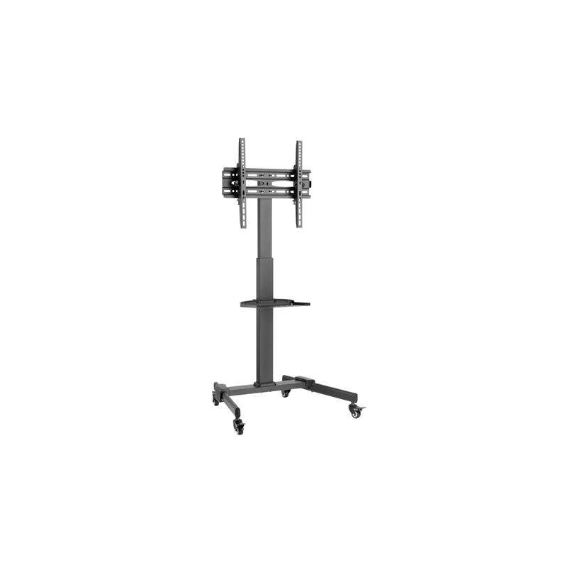 Cromad Support de Sol à Roulettes pour TV 32"-55" - Roues Verrouillables - Hauteur Réglable - Plateau Multifonction - Poids Max