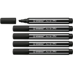 ✅ Lot de 5 Marqueurs Stabilo Pen 68 MAX Noir couleur Noir en stock