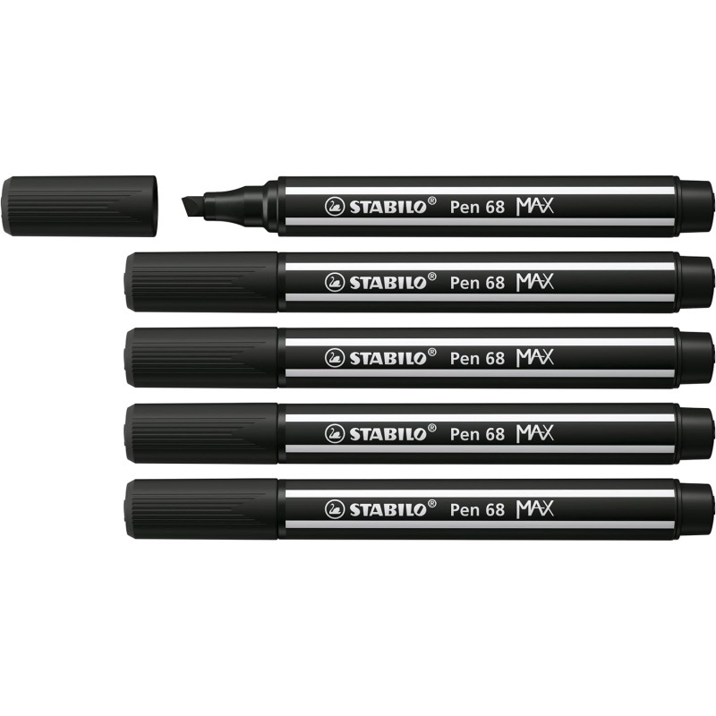 Lot de 5 Marqueurs Stabilo Pen 68 MAX Noir