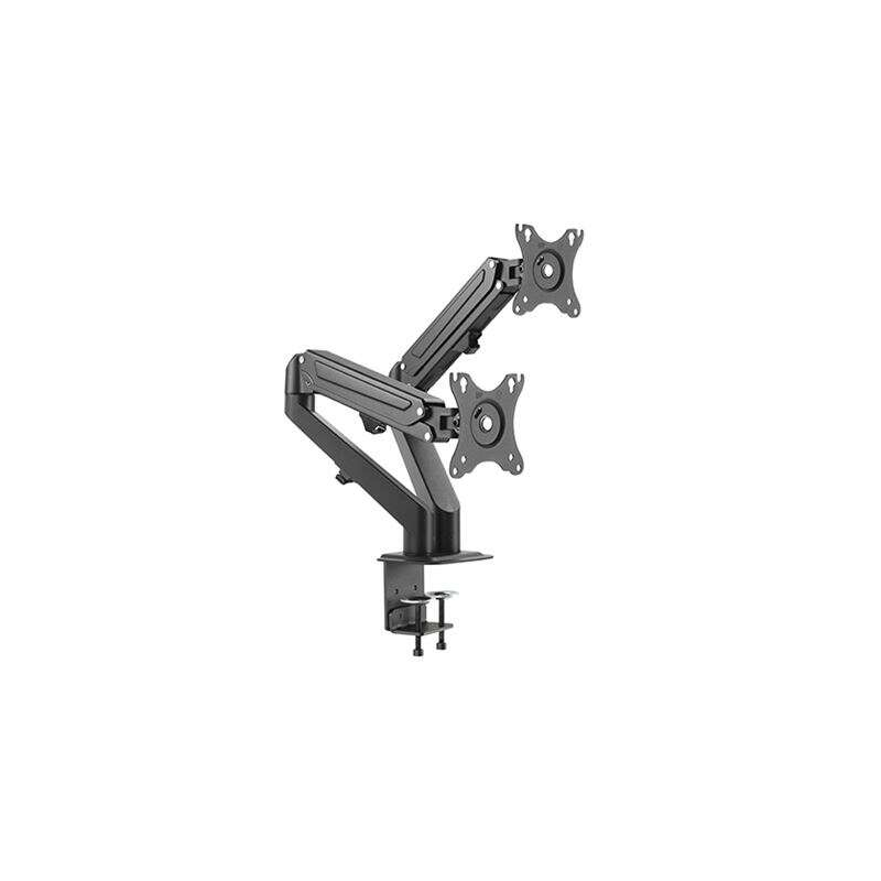 Support de table Cromad avec piston à gaz pour 2 écrans 17"-27" - Réglable en hauteur, pivotant et inclinable - Gestion des câbl