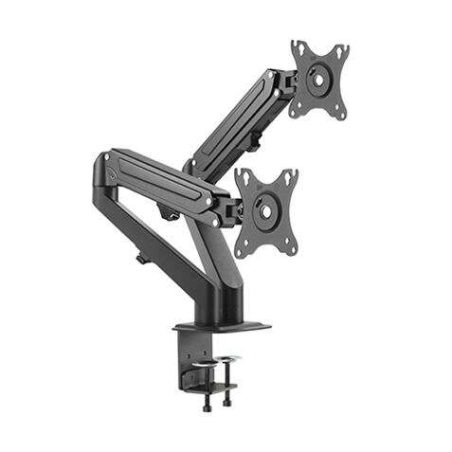 Support de table Cromad avec piston à gaz pour 2 écrans 17"-27" - Réglable en hauteur, pivotant et inclinable - Gestion des câbl