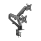 Support de table Cromad avec piston à gaz pour 2 écrans 17"-27" - Réglable en hauteur, pivotant et inclinable - Gestion des câbl
