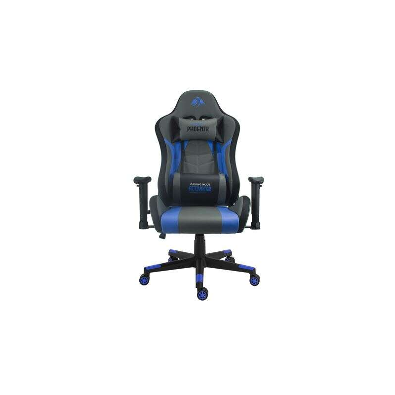 Chaise de jeu Cromad Premium - Base 350 mm - Piston à gaz classe 2 - Hauteur réglable - Roues en nylon 60 mm - Couleur noir/bleu