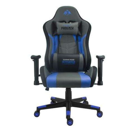 Chaise de jeu Cromad Premium - Base 350 mm - Piston à gaz classe 2 - Hauteur réglable - Roues en nylon 60 mm - Couleur noir/bleu