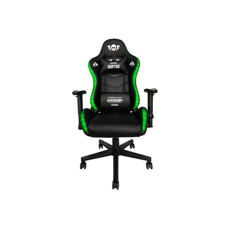 Chaise de jeu Cromad Raptor Legendary Series - Hauteur réglable avec piston à gaz de classe 2 - Inclinable jusqu'à 180° - Coussi