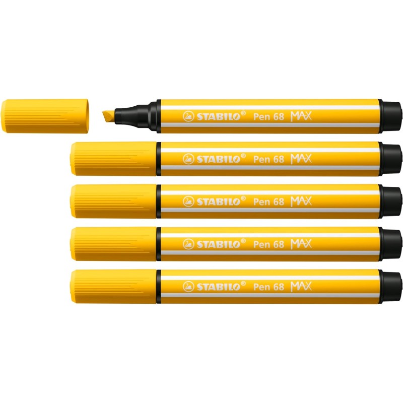 Lot de 5 Marqueurs Stabilo Pen 68 MAX Jaune