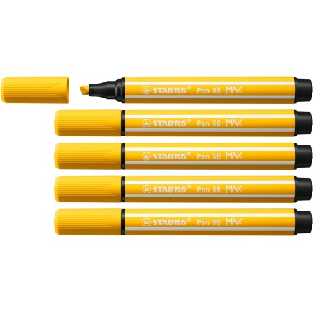 ✅ Lot de 5 Marqueurs Stabilo Pen 68 MAX Jaune couleur jaune en stock