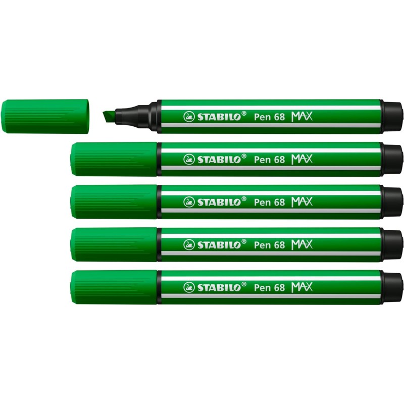 Lot de 5 Marqueurs Stabilo Pen 68 MAX Vert