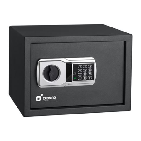 Coffre-fort électronique Cromad - Niveau de sécurité élevé - 3 à 8 chiffres - Charnières dissimulées - Clé de secours incluse -