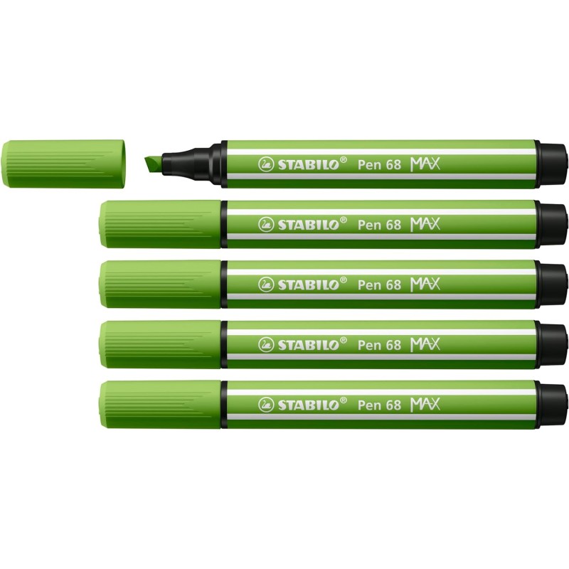 Lot de 5 Marqueurs Stabilo Pen 68 MAX Vert clair
