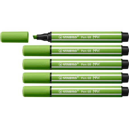 ✅ Lot de 5 Marqueurs Stabilo Pen 68 MAX Vert clair couleur Verde Claro en stock