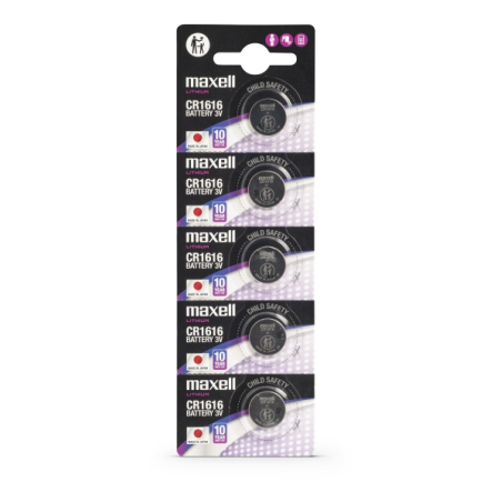 Maxell Pack de 5 Pilas Litio de Boton CR1616 3V