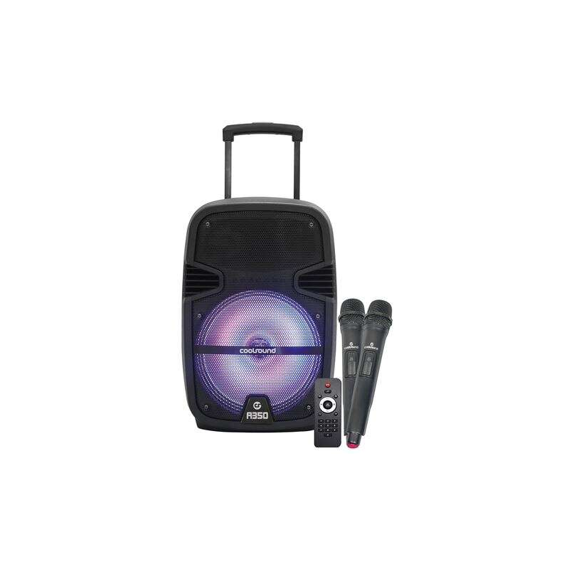 Coolsound A350 Enceinte Bluetooth Amplifiée 350W 12" 50W RMS - USB, Entrée Micro Jack 6.3mm - Eclairage LED - 2 Micros Inclus -