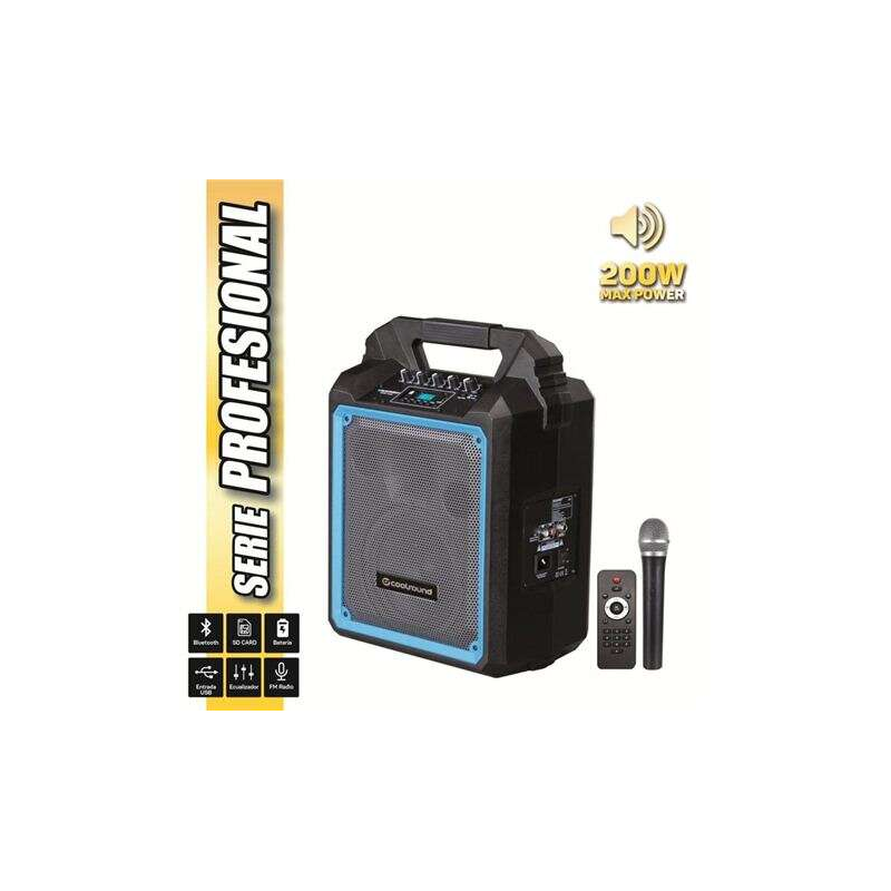 Coolsound Pro 200 Enceinte Bluetooth Auto-alimentée 200W 6.5" 60W RMS avec Batterie - USB, SD, Entrée Micro Jack 6.3mm - 1 Micro