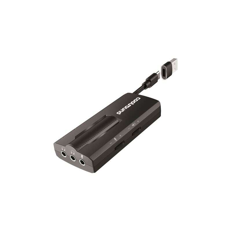 Carte son externe Coolsound 7.1 USB-C - Adaptateur vers USB-A - Entrées microphone, casque 3,5 mm 3 broches, casque + microphone