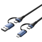 Câble USB-C Vention - Puissance jusqu'à 100 W - Longueur 2 m - Adaptateur USB-A - Adaptateur micro-USB - Vitesse jusqu'à 480 Mbi