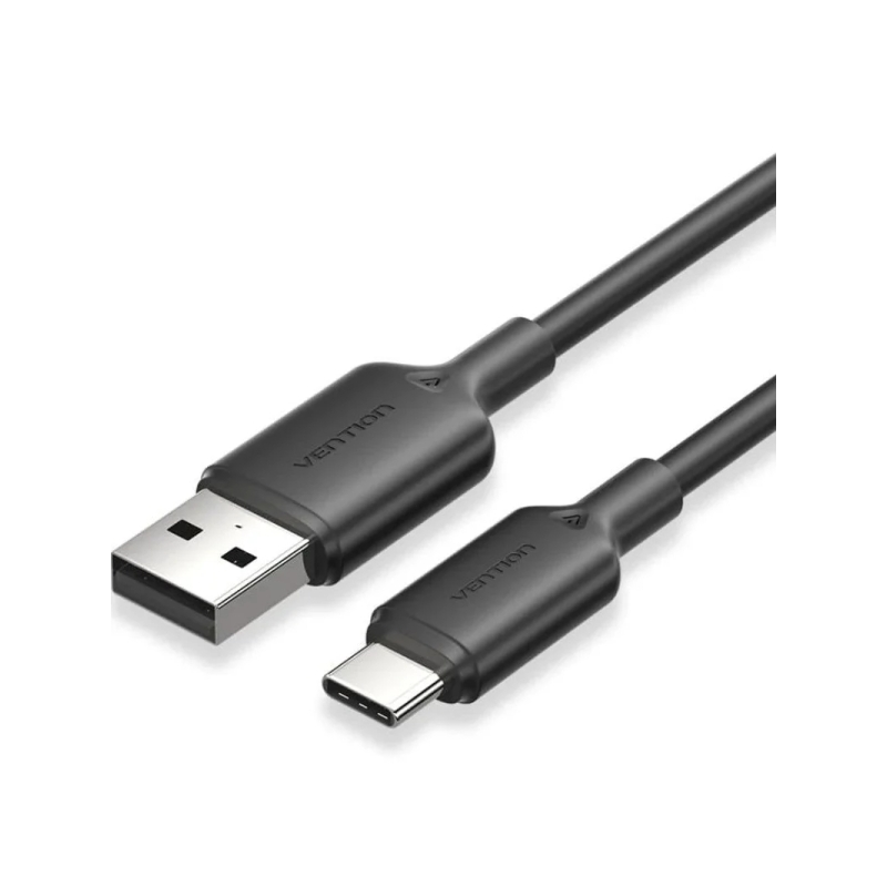 Câble USB 2.0 Vention - Puissance jusqu'à 60 W - Longueur 1 m - USB-A vers USB-C - Vitesse jusqu'à 480 Mbit/s - Noir