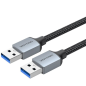 Câble USB-A 3.0 Vention - Longueur : 2 m - Vitesse jusqu'à 5 Gbit/s - Gaine en coton tressé - Gris