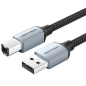 Câble d'imprimante Vention - Longueur : 10 m - USB-A - USB-B - Vitesse de transfert jusqu'à 480 Mbps - Gaine tressée en coton et