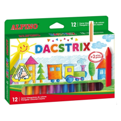 Crayons de couleur Alpino Dacstrix, paquet de 12, semi-doux, forme triangulaire, mélangeables, non tachants, couleurs assorties