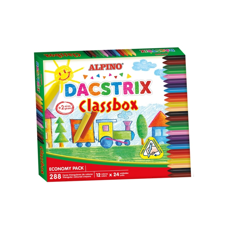 Crayons de couleur Alpino Dacstrix, paquet économique de 288 crayons semi-doux – Forme triangulaire – Mélangeables – Ne tachent