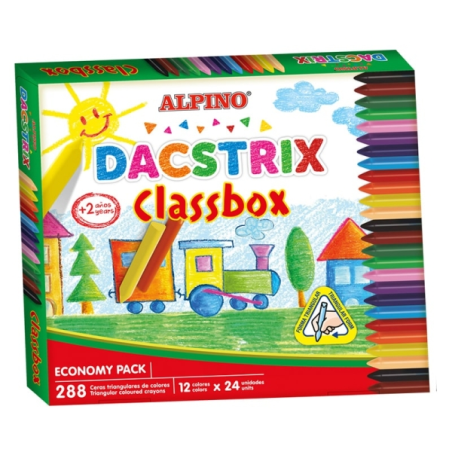 Crayons de couleur Alpino Dacstrix, paquet économique de 288 crayons semi-doux – Forme triangulaire – Mélangeables – Ne tachent