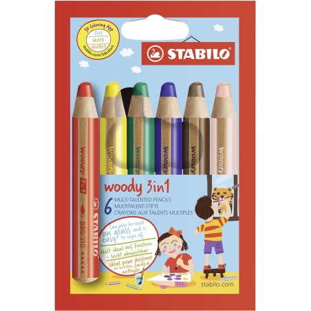 ✅ Lot de 6 crayons Stabilo Woody Pastel 3-en-1 couleur Surtido en stock