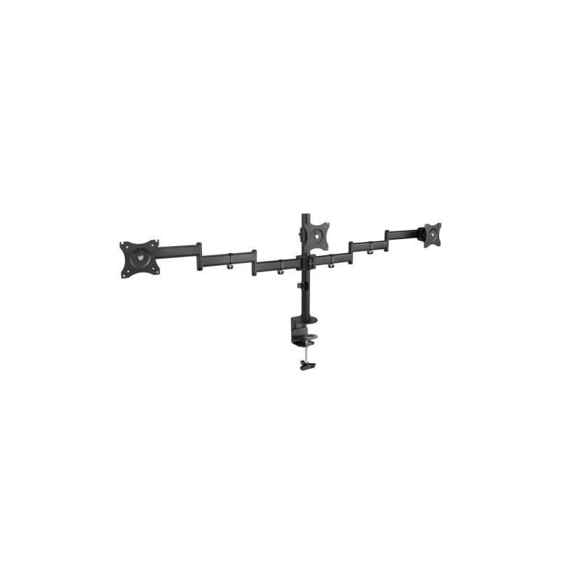 Support de table Tooq avec bras articulés pour 3 écrans 13"-27" - Pivotant et inclinable - Gestion des câbles - Poids max 8kg x