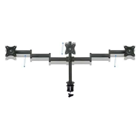 Support de table Tooq avec bras articulés pour 3 écrans 13"-27" - Pivotant et inclinable - Gestion des câbles - Poids max 8kg x