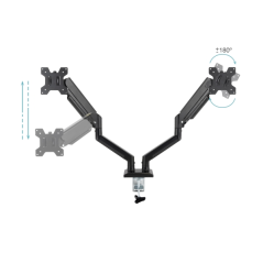 Support de bureau articulé Tooq pour 2 écrans 13"-34" - Pivotant et inclinable - Ressort à gaz - Poids maximal 10 kg par bras -