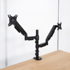 Support de bureau articulé Tooq pour 2 écrans 17"-32" - Hauteur réglable, pivotant et inclinable - Gestion des câbles - Poids ma