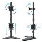 Support de table Tooq pour 2 écrans verticaux 17"-32" - Pivotant et inclinable - Poids max 9kg x bras - VESA 100x100mm