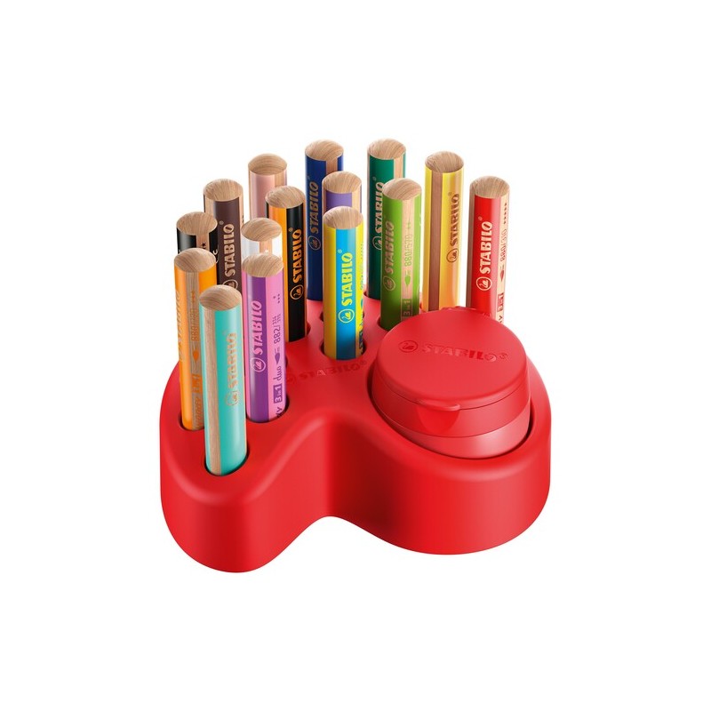 Lot de 15 crayons de couleur Woody 3-en-1 + Taille-Crayon