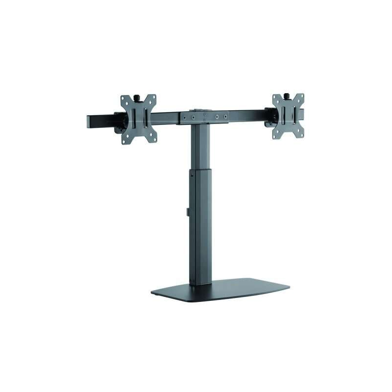 Support de table Tooq pour 2 écrans 17"-27" - Réglage de la hauteur par piston à gaz - Gestion des câbles - Poids max 6kg x bras