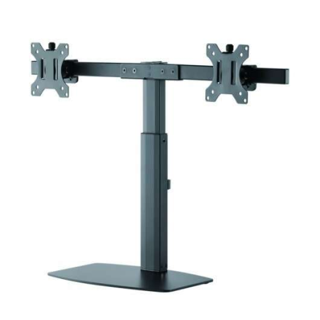 Support de table Tooq pour 2 écrans 17"-27" - Réglage de la hauteur par piston à gaz - Gestion des câbles - Poids max 6kg x bras