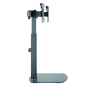 Support de table Tooq pour 2 écrans 17"-27" - Réglage de la hauteur par piston à gaz - Gestion des câbles - Poids max 6kg x bras