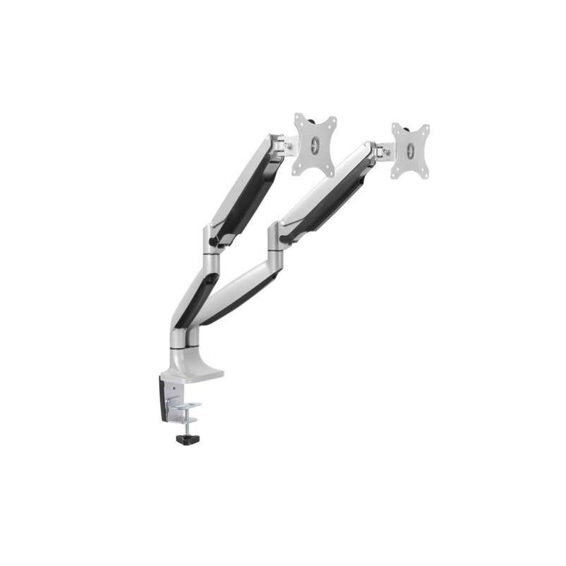 Support de Table Tooq avec Bras Articulés pour 2 Moniteurs 13"-32" - Pivotant et Inclinable - Ressort à Gaz - Poids Max 9kg x Br