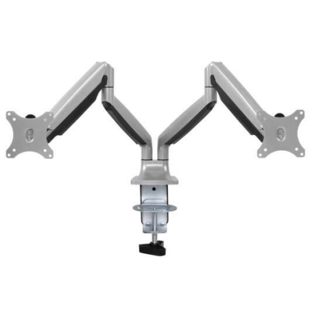 Support de Table Tooq avec Bras Articulés pour 2 Moniteurs 13"-32" - Pivotant et Inclinable - Ressort à Gaz - Poids Max 9kg x Br