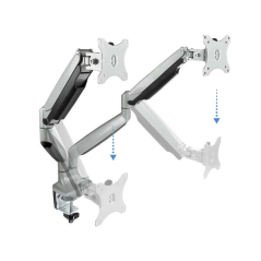 Support de Table Tooq avec Bras Articulés pour 2 Moniteurs 13"-32" - Pivotant et Inclinable - Ressort à Gaz - Poids Max 9kg x Br
