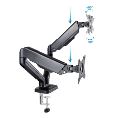 Support de table pour écran Tooq - Rotation 180º - Inclinaison - 2 Bras 17-32 - Couleur Noir