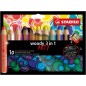 Lot de 10 crayons de couleur Woody 3-en-1 + Taille-Crayon