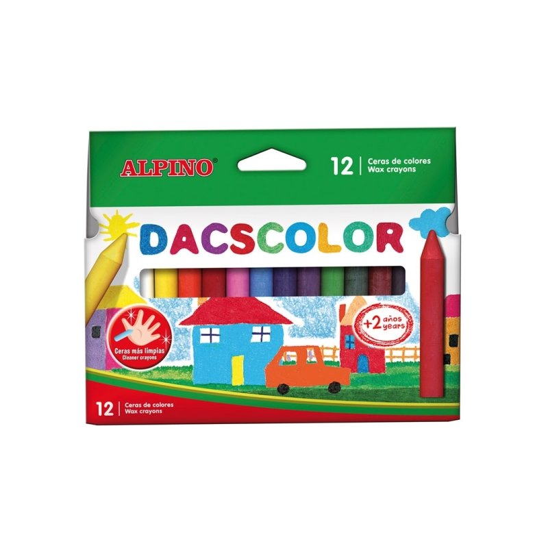 Crayons de couleur Alpino Dacscolor, lot de 12, semi-doux, miscibles, non tachants, couleurs assorties