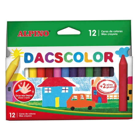 Crayons de couleur Alpino Dacscolor, lot de 12, semi-doux, miscibles, non tachants, couleurs assorties