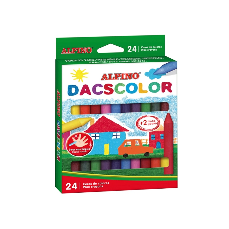 Crayons de couleur Alpino Dacscolor, paquet de 24, semi-doux, miscibles, non tachants, couleurs assorties