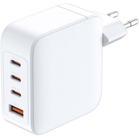Chargeur mural D-Link 140 W GaN - 3 ports USB-C et 1 port USB-A - Charge rapide QC 4.0 - Blanc