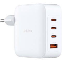 Chargeur mural D-Link 140 W GaN - 3 ports USB-C et 1 port USB-A - Charge rapide QC 4.0 - Blanc