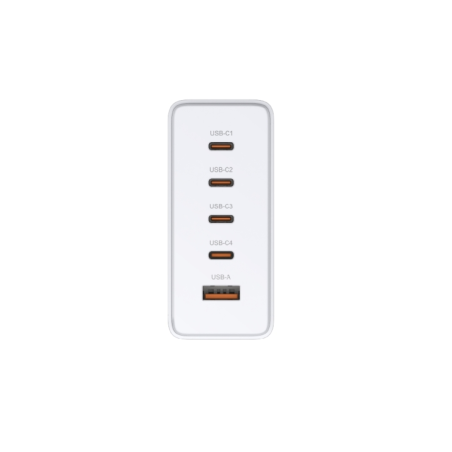 Chargeur mural D-Link 240 W GaN - 4 ports USB-C et 1 port USB-A - QC 4.0 - Blanc