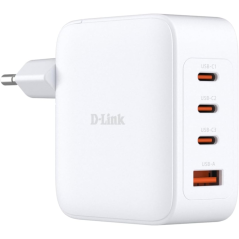 Chargeur mural D-Link 100 W GaN - 3 ports USB-C et 1 port USB-A - Blanc