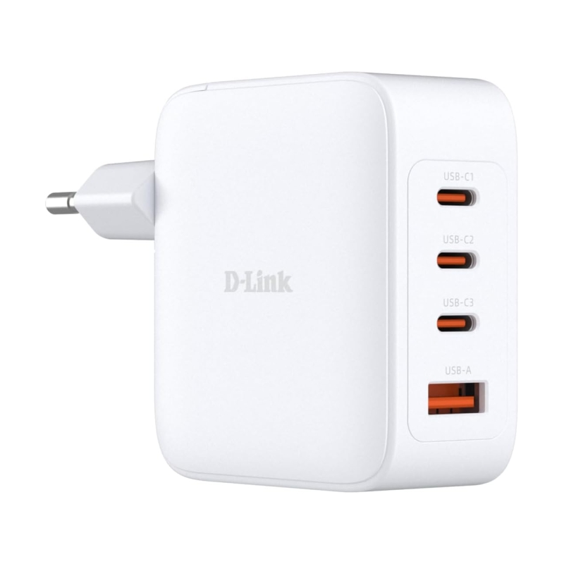Chargeur mural D-Link 100 W GaN - 3 ports USB-C et 1 port USB-A - Blanc
