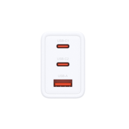 Chargeur mural D-Link 65 W GaN - 2 ports USB-C et 1 port USB-A - Connecteurs interchangeables - Blanc